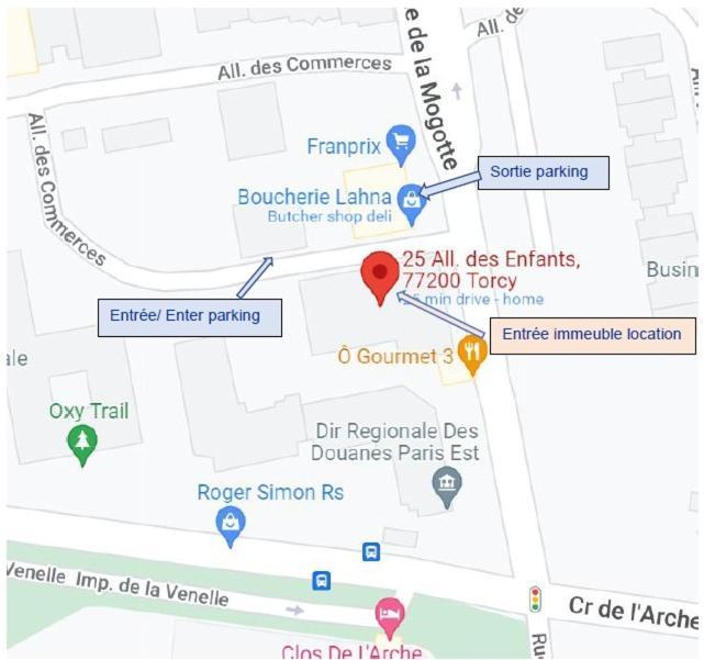 Résidence du Clos de l'Arche Torcy - Appartement de 34 m2, avec coin nuit, coin salon, coin cuisine, et parking privé souterrain - Idéal longs séjours Esterno foto